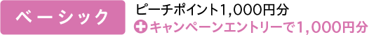 ベーシック:ピーチポイント1,000円分+キャンペーンエントリーで1,000円分