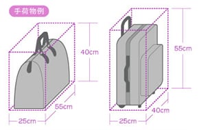 手荷物のサイズ：例