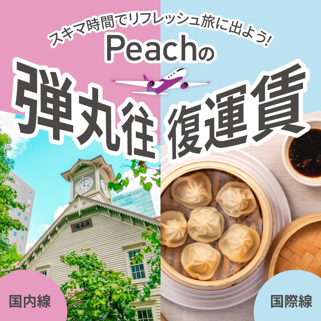 スキマ時間でリフレッシュ旅に出よう！ Peachの弾丸往復運賃 国内線 国際線