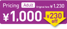 Pricing Adult \1,000 Original fare\1,230→\230off