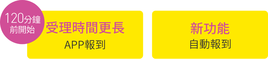 120分前から受付時間拡大アプリチェックイン | 新機能オートチェックイン