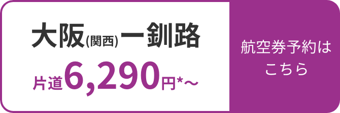 大阪(関西)ー釧路 片道6,290円*〜 航空券予約はこちら