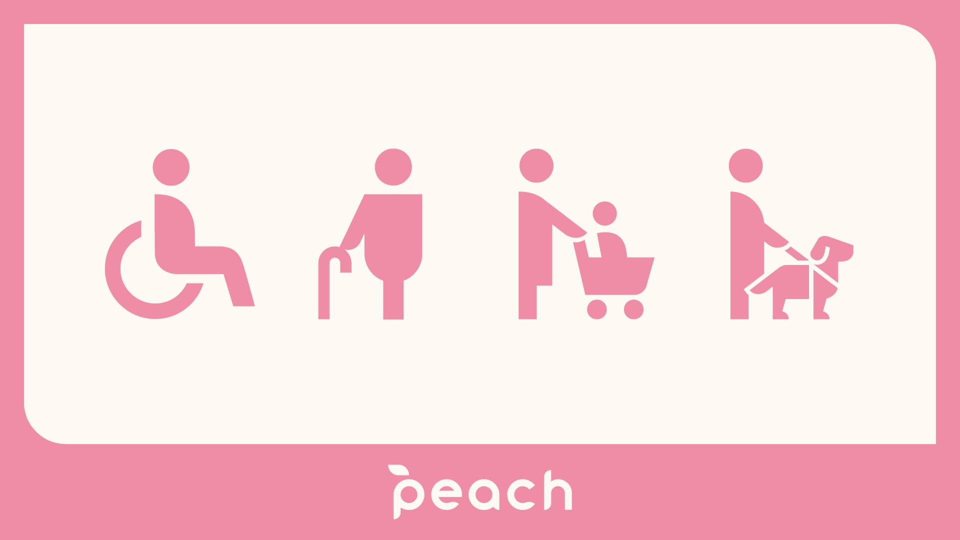 優先搭乗の対象である、お手伝いが必要なお客さま、妊娠中のお客さま、2歳未満の小さなお子さま連れのお客さまを示すピクトグラム