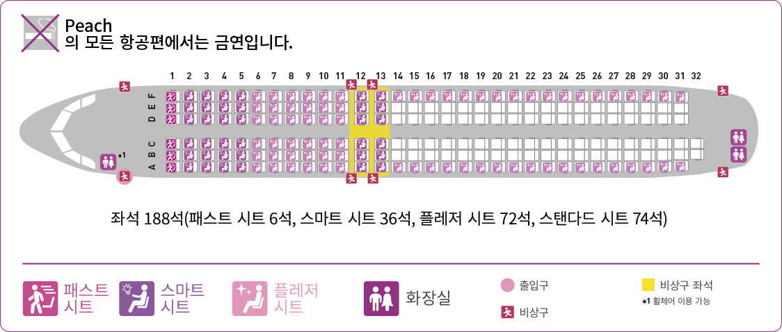 피치항공 A320neo 기내 좌석도