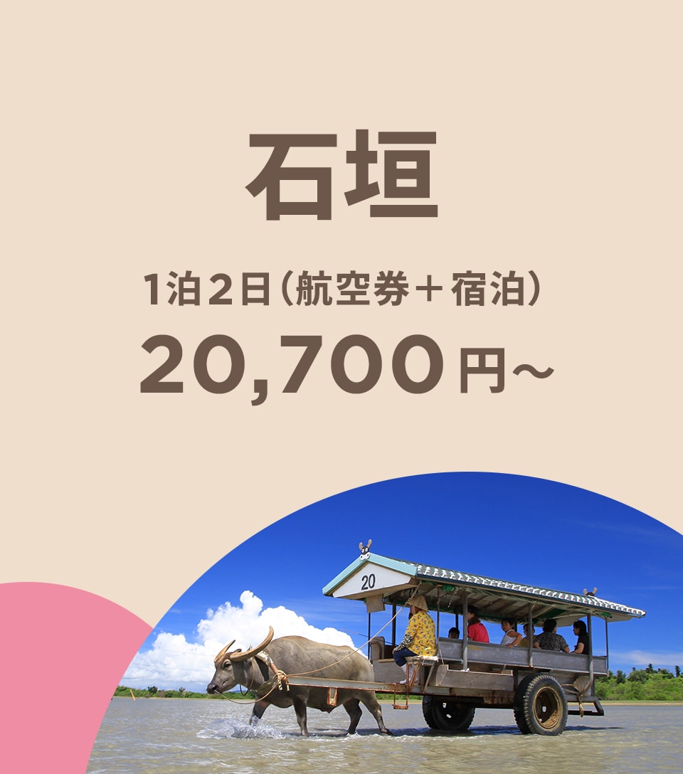 Peach TRAVEL 石垣 1泊2日（航空券+宿泊）20,700円~ 今すぐ予約