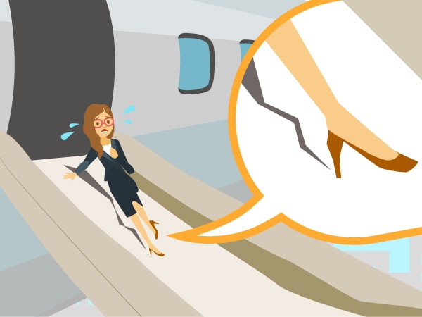 Remove high heels. They may damage or deflate the slide.