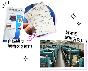 自販機で切符をGET! 日本の車両みたい!